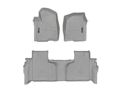 Weathertech DigitalFit Front and Rear Floor Liners; Gray (20-24 Sierra 2500 HD Double Cab w/ Front Bench Seat & Rear Underseat Storage)