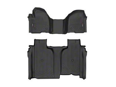 Weathertech DigitalFit Front Over the Hump and Rear Floor Liners; Black (20-24 Sierra 2500 HD Crew Cab w/ Front Bench Seat & w/o Rear Underseat Storage)