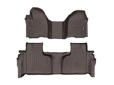 Weathertech DigitalFit Front Over the Hump and Rear Floor Liners; Cocoa (20-24 Sierra 2500 HD Double Cab w/ Front Bench Seat & Rear Underseat Storage)