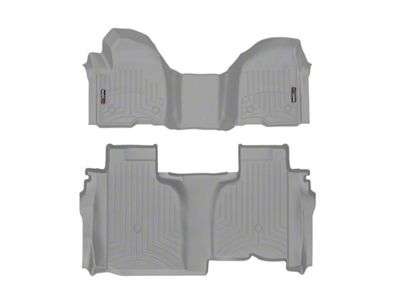 Weathertech DigitalFit Front Over the Hump and Rear Floor Liners; Gray (20-24 Sierra 2500 HD Double Cab w/ Front Bench Seat & w/o Rear Underseat Storage)