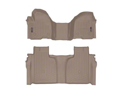 Weathertech DigitalFit Front Over the Hump and Rear Floor Liners; Tan (20-25 Sierra 2500 HD Crew Cab w/ Front Bench Seat & Rear Underseat Storage)