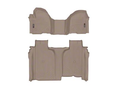 Weathertech DigitalFit Front Over the Hump and Rear Floor Liners; Tan (20-25 Sierra 2500 HD Crew Cab w/ Front Bench Seat & w/o Rear Underseat Storage)