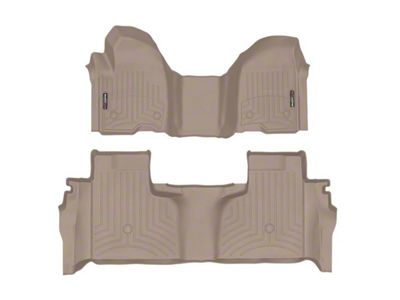 Weathertech DigitalFit Front Over the Hump and Rear Floor Liners; Tan (20-24 Sierra 2500 HD Double Cab w/ Front Bench Seat & Rear Underseat Storage)