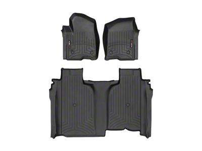 Weathertech DigitalFit Front and Rear Floor Liners for Vinyl Floors; Black (20-24 Sierra 2500 HD Double Cab w/ Front Bench Seat)