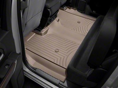 Weathertech DigitalFit Rear Floor Liner; Tan (20-24 Sierra 2500 HD Crew Cab w/ Front Bench Seat & Rear Underseat Storage))