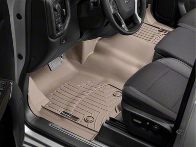 Weathertech DigitalFit Front Over the Hump Floor Liner; Tan (20-25 Sierra 2500 HD Double Cab, Crew Cab)