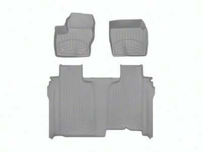 Weathertech Front and Rear Floor Liner HP; Gray (20-25 Sierra 2500 HD Crew Cab w/ Front Bench Seat & w/o Rear Underseat Storage)