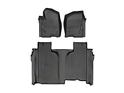 Weathertech DigitalFit Front and Rear Floor Liners; Black (20-25 Sierra 3500 HD Crew Cab w/ Front Bucket Seats & w/o Rear Underseat Storage)