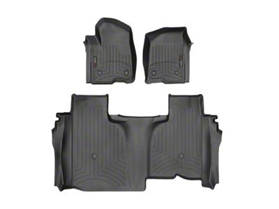 Weathertech DigitalFit Front and Rear Floor Liners; Black (20-24 Sierra 3500 HD Double Cab w/ Front Bench Seats & w/o Rear Underseat Storage)