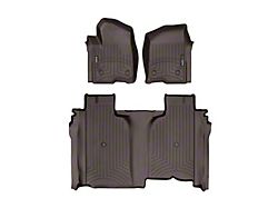 Weathertech DigitalFit Front and Rear Floor Liners; Cocoa (20-25 Sierra 3500 HD Crew Cab w/ Front Bench Seat & w/o Rear Underseat Storage)