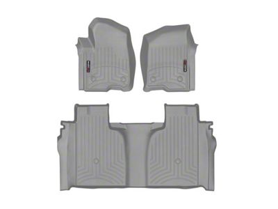 Weathertech DigitalFit Front and Rear Floor Liners; Gray (20-24 Sierra 3500 HD Crew Cab w/ Front Bucket Seats & Rear Underseat Storage)