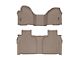 Weathertech DigitalFit Front Over the Hump and Rear Floor Liners; Tan (20-24 Sierra 3500 HD Crew Cab w/ Front Bench Seat & Rear Underseat Storage)