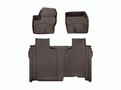 Weathertech Front and Rear Floor Liner HP; Cocoa (20-24 Sierra 3500 HD Crew Cab w/ Front Bench Seat & w/o Rear Underseat Storage)