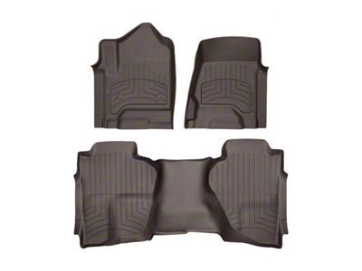 Weathertech Front and Rear Floor Liner HP; Cocoa (15-19 Sierra 3500 HD Crew Cab w/o PTO Kit)