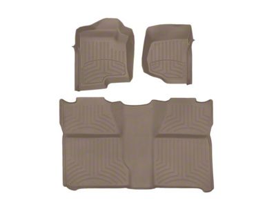 Weathertech Front and Rear Floor Liner HP; Tan (07-14 Sierra 3500 HD Crew Cab w/o Floor Shifter)