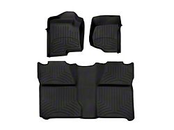 Weathertech Front and Rear Floor Liner HP; Black (07-14 Sierra 3500 HD Crew Cab w/o Floor Shifter