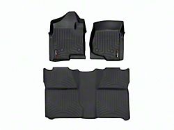 Weathertech DigitalFit Front and Rear Floor Liners; Black (07-13 Silverado 1500 Crew Cab w/ Floor Shifter)