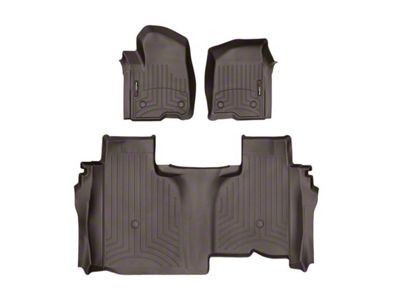 Weathertech DigitalFit Front and Rear Floor Liners; Cocoa (19-24 Silverado 1500 Double Cab w/ Front Bench Seats & w/o Rear Underseat Storage)