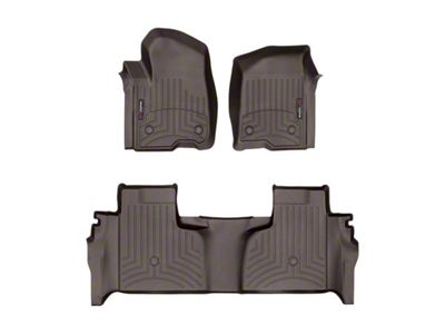 Weathertech DigitalFit Front and Rear Floor Liners; Cocoa (19-24 Silverado 1500 Double Cab w/ Front Bucket Seats & Rear Underseat Storage)
