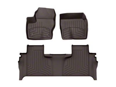 Weathertech Front and Rear Floor Liner HP; Cocoa (19-24 Silverado 1500 Double Cab w/ Front Bucket Seats & Rear Underseat Storage)