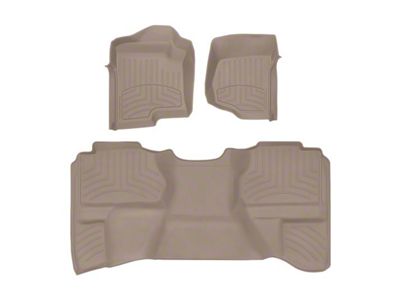 Weathertech Front and Rear Floor Liner HP; Tan (07-13 Silverado 1500 Extended Cab)