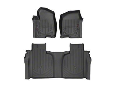 Weathertech DigitalFit Front and Rear Floor Liners; Black (20-24 Silverado 2500 HD Crew Cab w/ Front Bench Seat & Rear Underseat Storage)