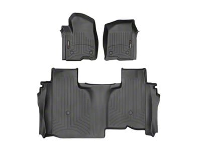 Weathertech DigitalFit Front and Rear Floor Liners; Black (20-24 Silverado 2500 HD Double Cab w/ Front Bench Seats & w/o Rear Underseat Storage)