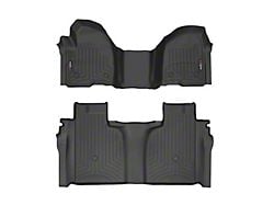 Weathertech DigitalFit Front and Rear Floor Liners; Black (20-25 Silverado 2500 HD Crew Cab w/ Front Bench Seat & Rear Underseat Storage)