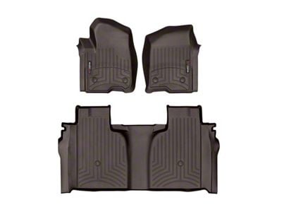 Weathertech DigitalFit Front and Rear Floor Liners; Cocoa (20-24 Silverado 2500 HD Crew Cab w/ Front Bucket Seats & Rear Underseat Storage)