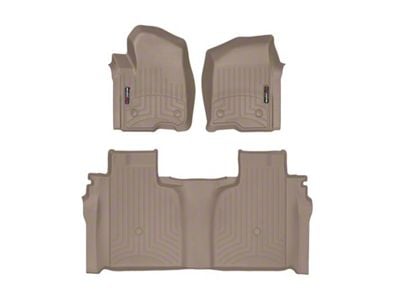 Weathertech DigitalFit Front and Rear Floor Liners; Tan (20-24 Silverado 2500 HD Crew Cab w/ Front Bench Seat & Rear Underseat Storage)