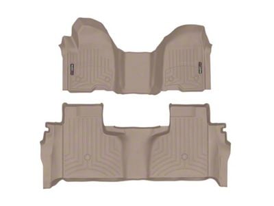 Weathertech DigitalFit Front Over the Hump and Rear Floor Liners; Tan (20-24 Silverado 2500 HD Double Cab w/ Front Bench Seat & Rear Underseat Storage)