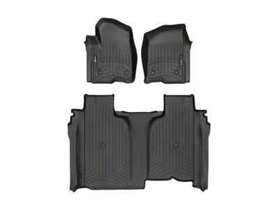 Weathertech DigitalFit Front and Rear Floor Liners for Vinyl Floors; Black (20-24 Silverado 2500 HD Double Cab w/ Front Bench Seat)