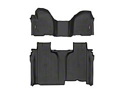 Weathertech DigitalFit Front Over the Hump and Rear Floor Liners; Black (20-24 Silverado 2500 HD Crew Cab w/ Front Bench Seat & w/o Rear Underseat Storage)