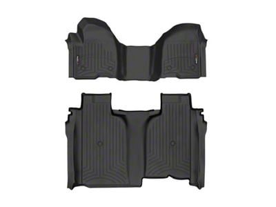 Weathertech DigitalFit Front Over the Hump and Rear Floor Liners; Black (20-24 Silverado 2500 HD Crew Cab w/ Front Bench Seat & w/o Rear Underseat Storage)