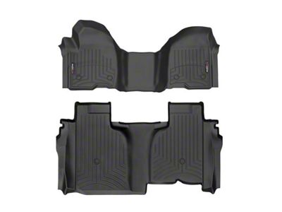 Weathertech DigitalFit Front Over the Hump and Rear Floor Liners for Vinyl Floors; Black (20-24 Silverado 2500 HD Double Cab w/ Front Bench Seat)