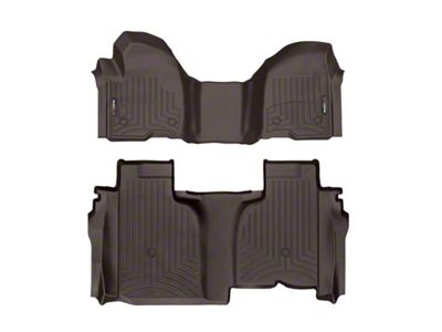 Weathertech DigitalFit Front Over the Hump and Rear Floor Liners; Cocoa (20-24 Silverado 2500 HD Double Cab w/ Front Bench Seat & w/o Rear Underseat Storage)