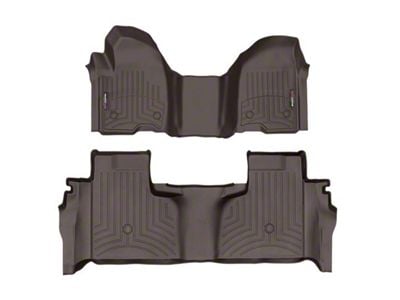 Weathertech DigitalFit Front Over the Hump and Rear Floor Liners; Cocoa (20-24 Silverado 2500 HD Double Cab w/ Front Bench Seat & Rear Underseat Storage)