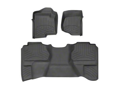 Weathertech Front and Rear Floor Liner HP; Black (07-14 Silverado 2500 HD Extended Cab)
