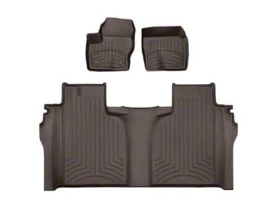 Weathertech Front and Rear Floor Liner HP; Cocoa (20-24 Silverado 2500 HD Crew Cab w/ Front Bucket Seats & Rear Underseat Storage)