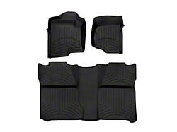 Weathertech Front and Rear Floor Liner HP; Black (07-14 Silverado 2500 HD Crew Cab w/o Floor Shifter