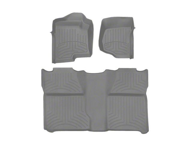 Weathertech Front and Rear Floor Liner HP; Gray (07-14 Silverado 2500 HD Crew Cab w/o Floor Shifter