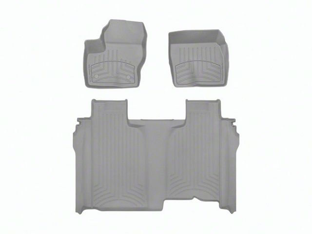 Weathertech Front and Rear Floor Liner HP; Gray (20-24 Silverado 2500 HD Crew Cab w/ Front Bench Seat & w/o Rear Underseat Storage)