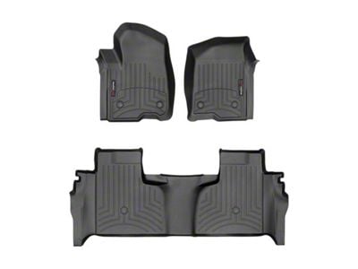 Weathertech DigitalFit Front and Rear Floor Liners; Black (20-24 Silverado 3500 HD Double Cab w/ Front Bench Seat & Rear Underseat Storage)