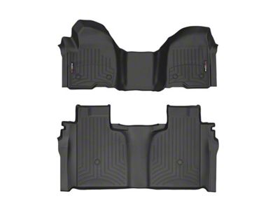 Weathertech DigitalFit Front and Rear Floor Liners; Black (20-24 Silverado 3500 HD Crew Cab w/ Front Bench Seat & Rear Underseat Storage)