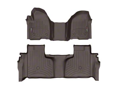 Weathertech DigitalFit Front Over the Hump and Rear Floor Liners; Cocoa (20-24 Silverado 3500 HD Double Cab w/ Front Bench Seat & Rear Underseat Storage)
