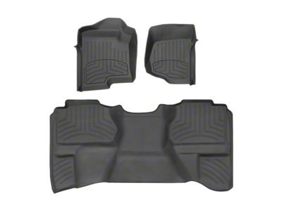 Weathertech Front and Rear Floor Liner HP; Black (07-14 Silverado 3500 HD Extended Cab)
