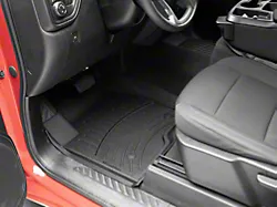 Weathertech Front and Rear Floor Liner HP; Black (20-24 Silverado 3500 HD Crew Cab w/ Front Bucket Seats & Rear Underseat Storage)