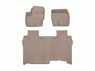 Weathertech Front and Rear Floor Liner HP; Tan (20-24 Silverado 3500 HD Crew Cab w/ Front Bench Seat & w/o Rear Underseat Storage)