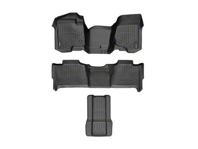 Weathertech DigitalFit Front Over the Hump, Rear and Aisle Floor Liners; Black (07-10 Tahoe w/ 2nd Row Bench Seats)