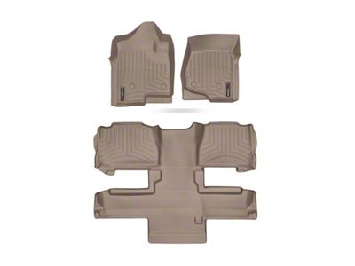 Weathertech DigitalFit Front, Rear and 2nd Row Aisle Floor Liners; Tan (11-14 Tahoe w/ 2nd Row Bucket Seats, Excluding Hybrid)